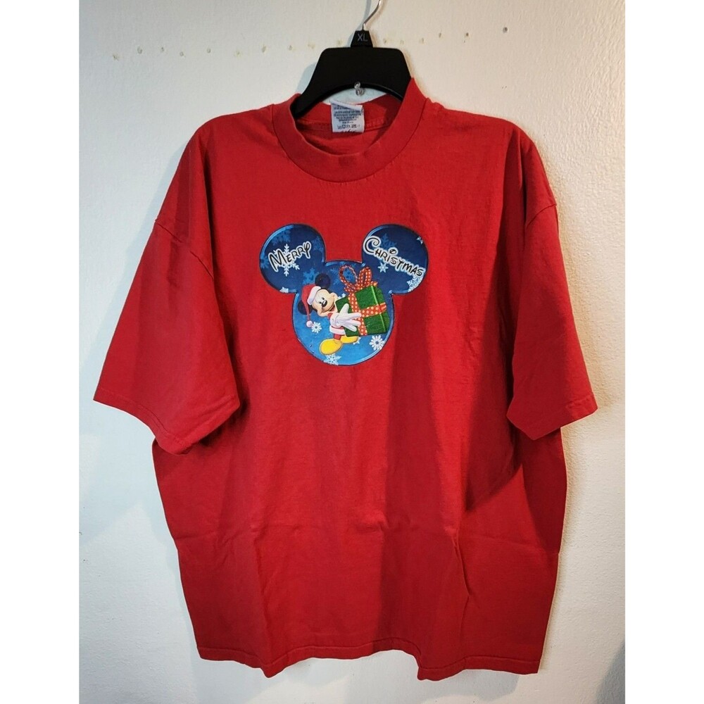 Pro Club Blank Red T Shirt Size 2XL  heavy weight Christmas Design Micky mouse
